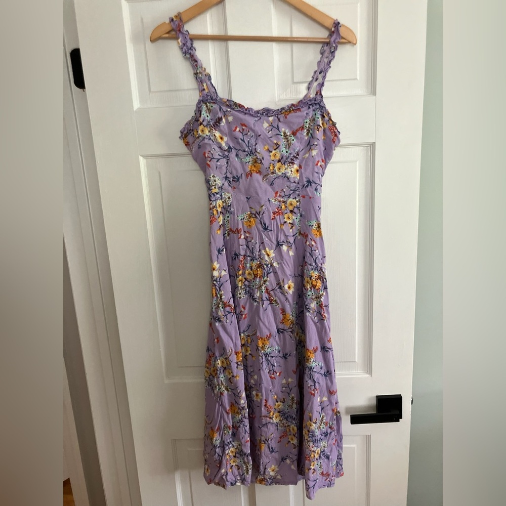 LULUS | Sunny Meadow Lavender Floral Print Tie-Back Dress Medium